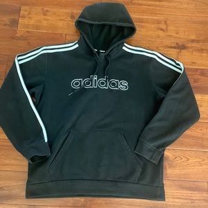 ADIDAS Black 3 Stripes Linear Open Logo Pullover Hoodie Size M Men's Women's